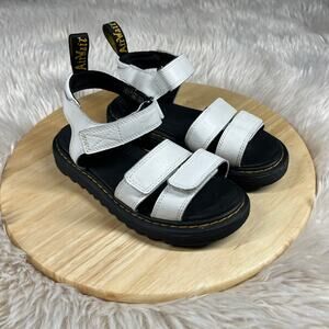 Dr Martens Sandals Girls Size 3 Klaire J White Leather Adjustable Chunky Comfort